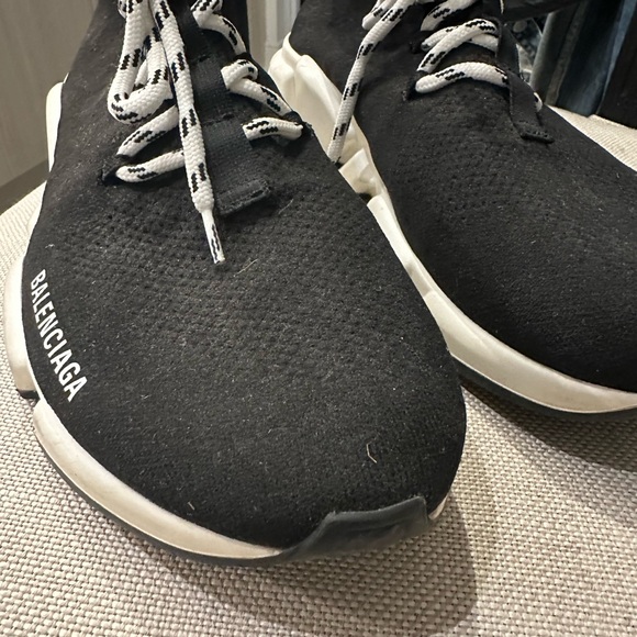 BALENCIAGA 30mm Speed Knit Lace-Up Sneakers - Men. US Sz 10 Black - Picture 2 of 10
